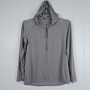 NRS Hoodie Womens Gray Silkweight  Long Sleeve Thumbholes UPF 50+ Performance L